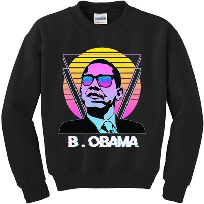 President Barack Obama Vintage Retro Vaporwave Sunglasses Kids Sweatshirt