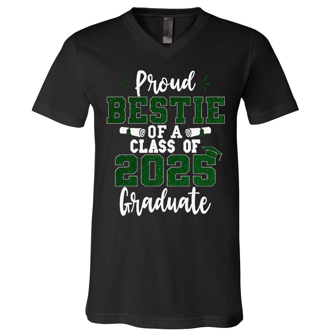 Proud Bestie Of A Class Of 2025 Graduate Senior Graduation V-Neck T-Shirt