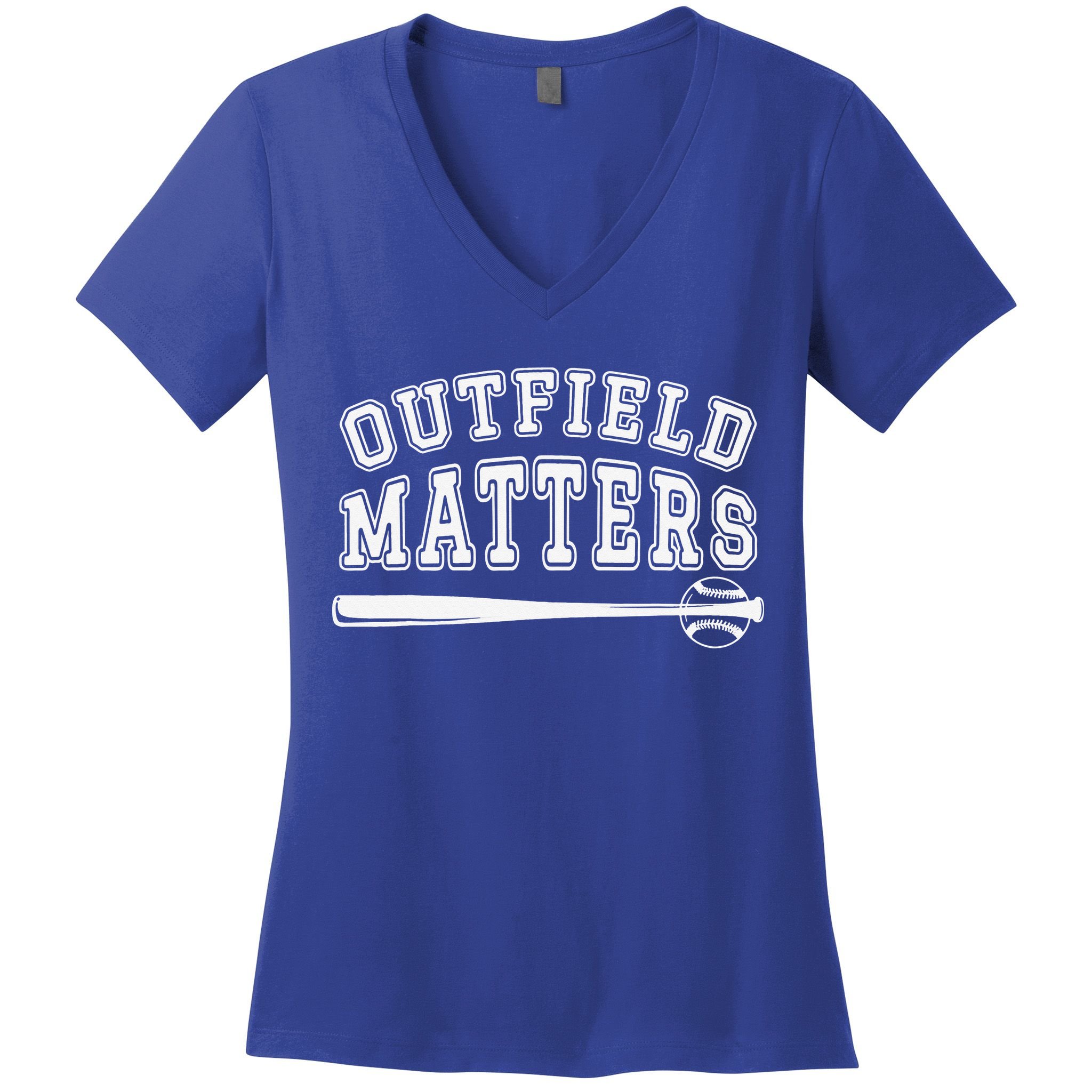 Playing Baseball Outfield Matters Baseball Outfields Funny Women's V-Neck T-Shirt