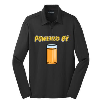 Powered By Orange Juice Meaningful Gift Silk Touch Performance Long Sleeve Polo