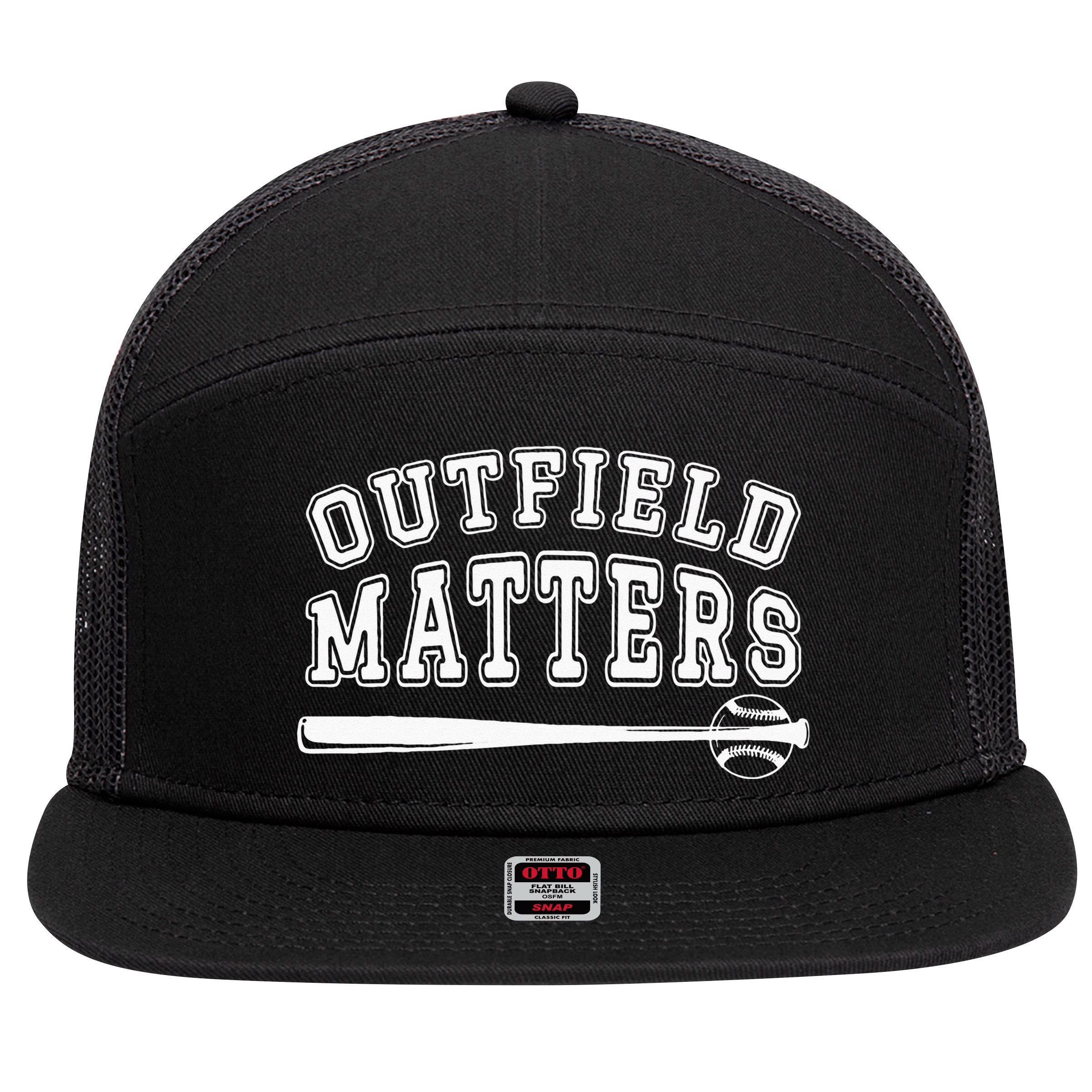 Playing Baseball Outfield Matters Baseball Outfields Funny 7 Panel Mesh Trucker Snapback Hat