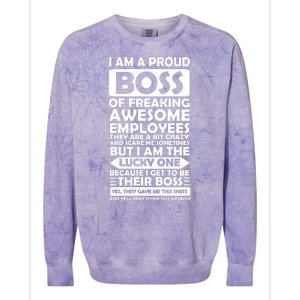 Proud Boss Of Freaking Awesome Employees Funny Gift Colorblast Crewneck Sweatshirt