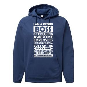 Proud Boss Of Freaking Awesome Employees Funny Gift Performance Fleece Hoodie