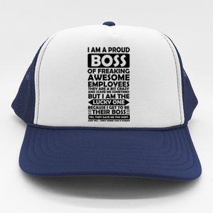 Proud Boss Of Freaking Awesome Employees Funny Gift Trucker Hat