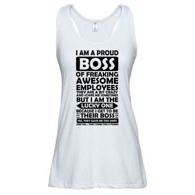 Proud Boss Of Freaking Awesome Employees Funny Gift Ladies Essential Flowy Tank