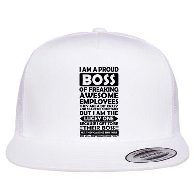 Proud Boss Of Freaking Awesome Employees Funny Gift Flat Bill Trucker Hat