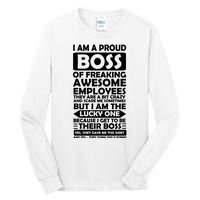 Proud Boss Of Freaking Awesome Employees Funny Gift Tall Long Sleeve T-Shirt