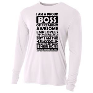 Proud Boss Of Freaking Awesome Employees Funny Gift Cooling Performance Long Sleeve Crew