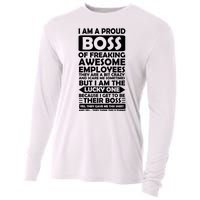 Proud Boss Of Freaking Awesome Employees Funny Gift Cooling Performance Long Sleeve Crew