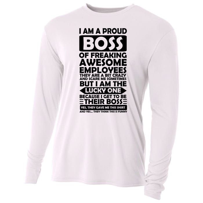 Proud Boss Of Freaking Awesome Employees Funny Gift Cooling Performance Long Sleeve Crew