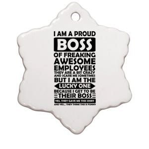 Proud Boss Of Freaking Awesome Employees Funny Gift Ceramic Star Ornament