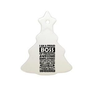 Proud Boss Of Freaking Awesome Employees Funny Gift Ceramic Tree Ornament