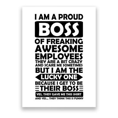Proud Boss Of Freaking Awesome Employees Funny Gift Poster