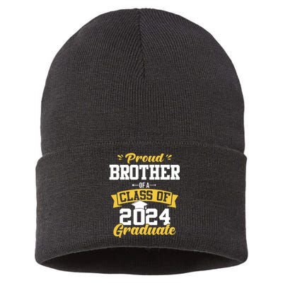 Proud Brother Of A Class Of 2024 Graduate Senior Graduation Sustainable Knit Beanie