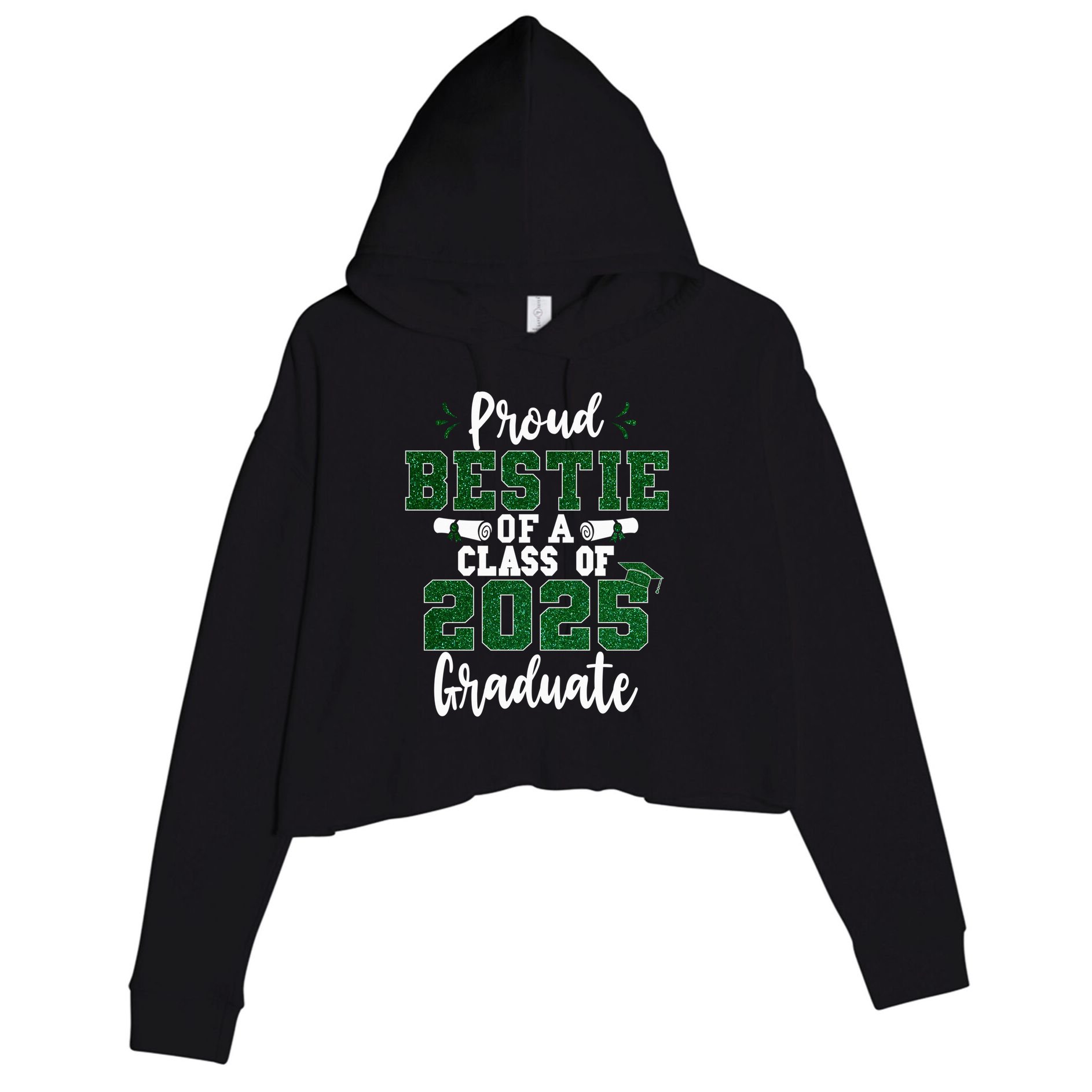 Proud Bestie Of A Class Of 2025 Graduate Senior Graduation Crop Fleece Hoodie