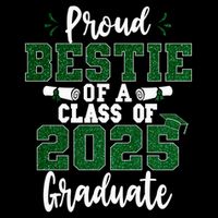 Proud Bestie Of A Class Of 2025 Graduate Senior Graduation Cropped Pullover Crew