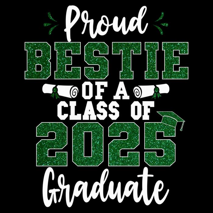 Proud Bestie Of A Class Of 2025 Graduate Senior Graduation Cropped Pullover Crew