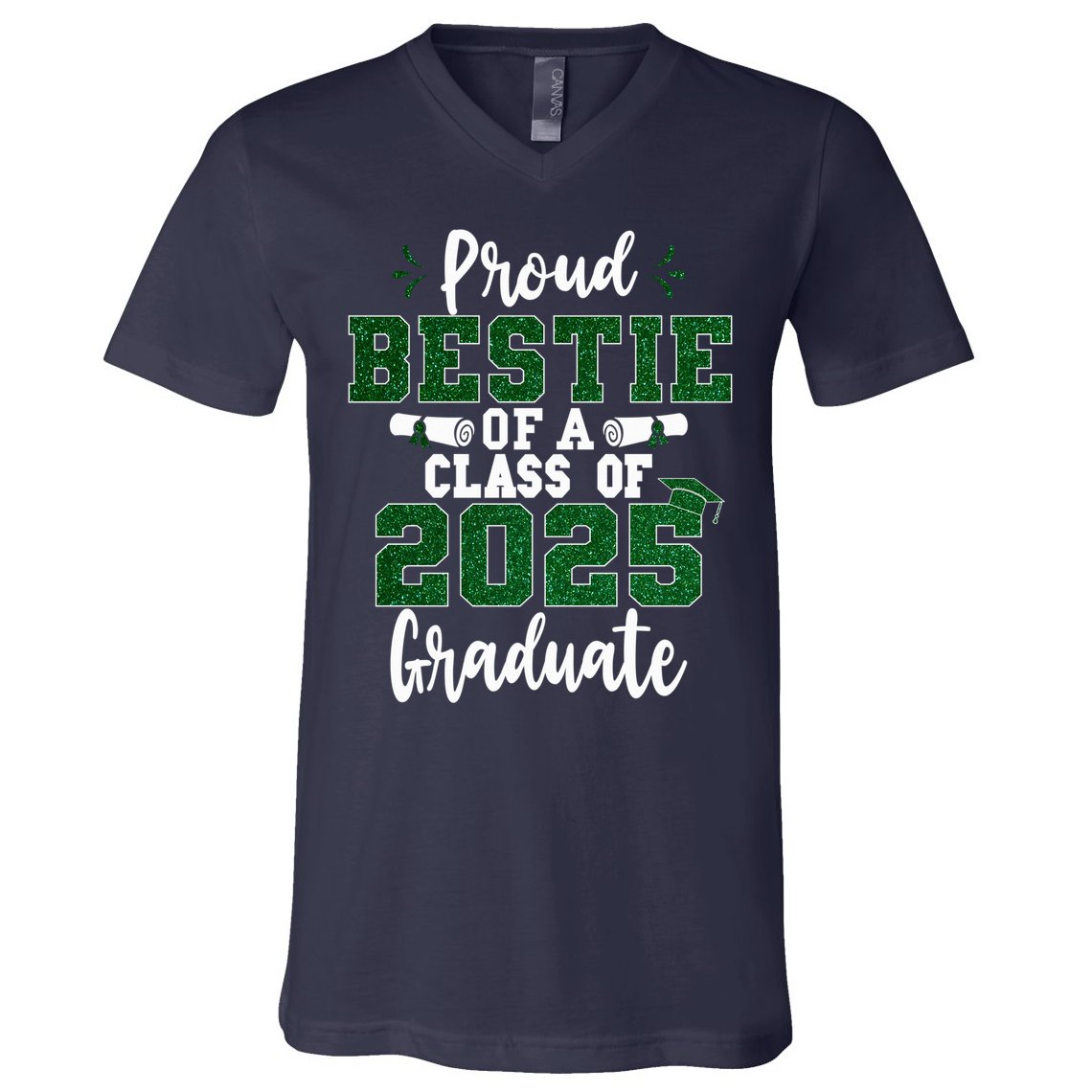 Proud Bestie Of A Class Of 2025 Graduate Senior Graduation V-Neck T-Shirt