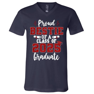 Proud Bestie Of A Class Of 2025 Graduate Senior Graduation V-Neck T-Shirt