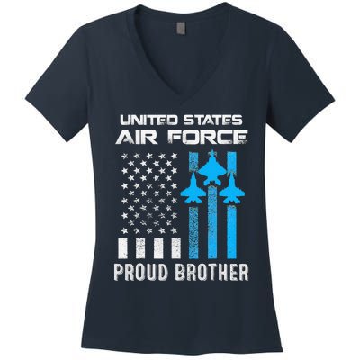 Proud Brother Of USA Airforce Military Father's Day Women's V-Neck T-Shirt