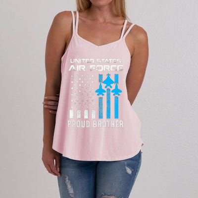 Proud Brother Of USA Airforce Military Father's Day Women's Strappy Tank