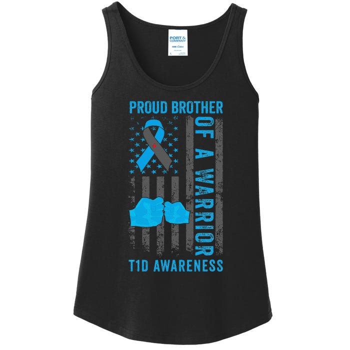 Proud Brother Of A T1d Warrior Type 1 Diabetes Awareness Gift Ladies Essential Tank