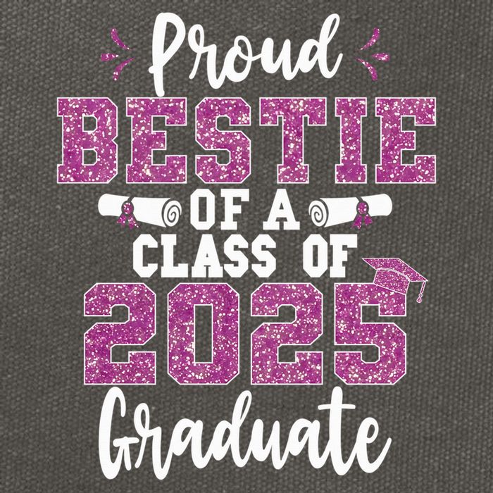 Proud Bestie Of A Class Of 2025 Graduate Senior Graduation Cotton Canvas Backpack