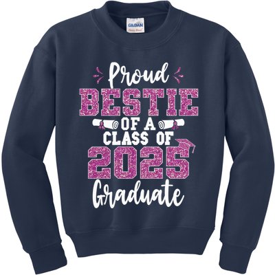 Proud Bestie Of A Class Of 2025 Graduate Senior Graduation Kids Sweatshirt