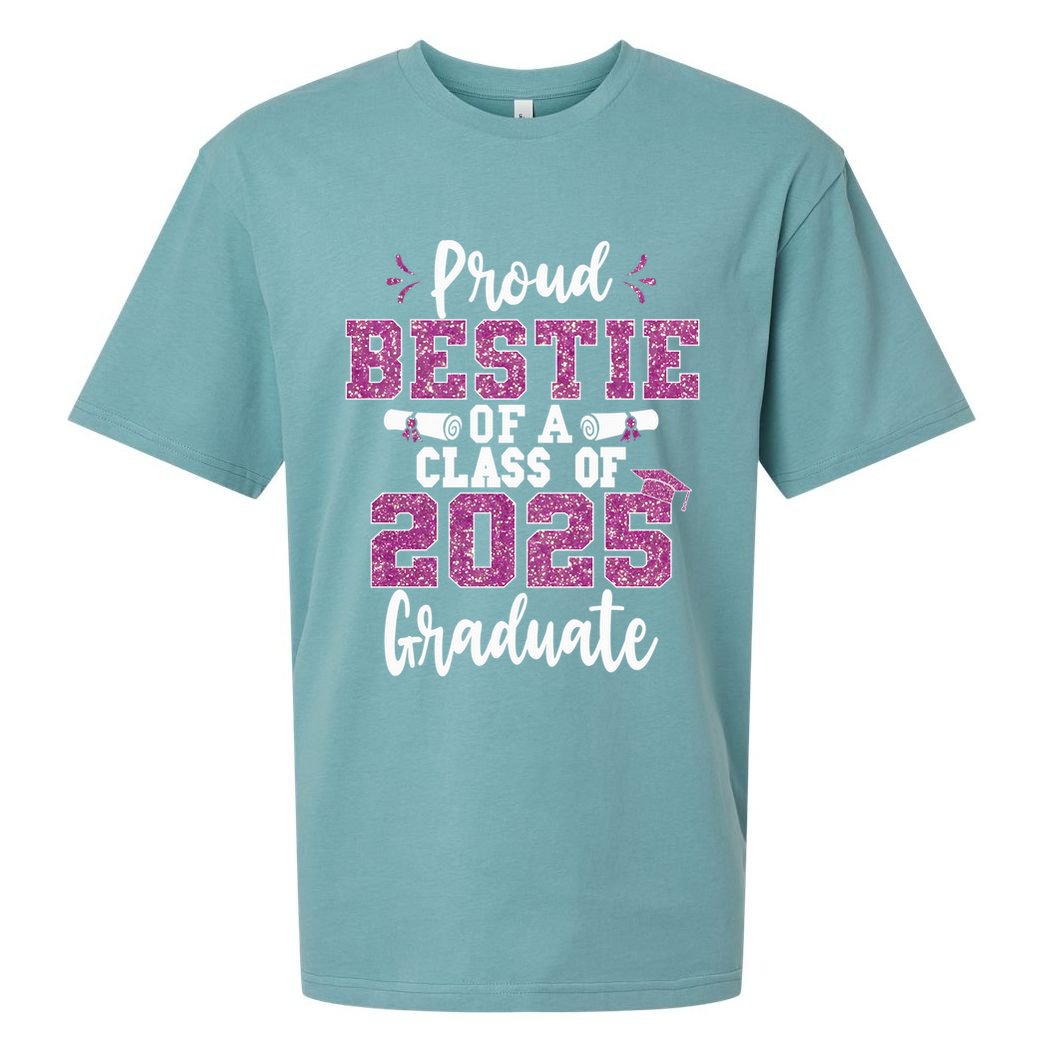 Proud Bestie Of A Class Of 2025 Graduate Senior Graduation Sueded Cloud Jersey T-Shirt