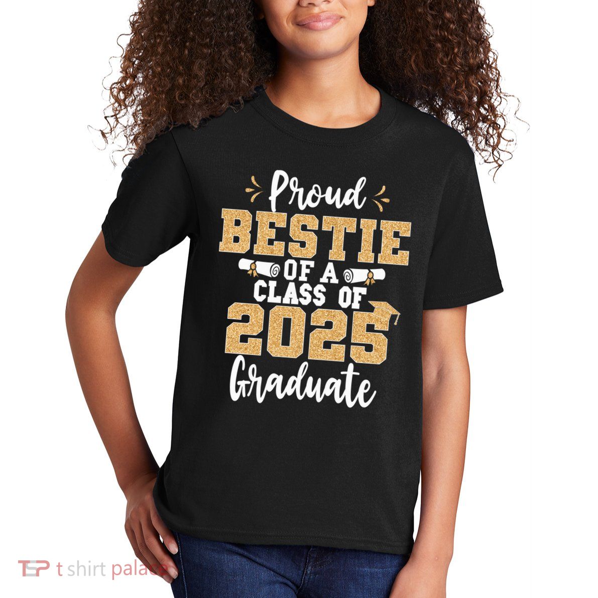 Proud Bestie Of A Class Of 2025 Graduate Senior Graduation Kids T-Shirt