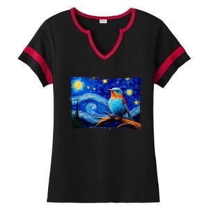 Patience Bluebird Of Happiness Blue Bird Eastern Bluebird Ladies Halftime Notch Neck Tee