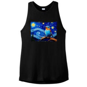 Patience Bluebird Of Happiness Blue Bird Eastern Bluebird Ladies PosiCharge Tri-Blend Wicking Tank