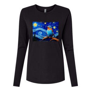 Patience Bluebird Of Happiness Blue Bird Eastern Bluebird Womens Cotton Relaxed Long Sleeve T-Shirt