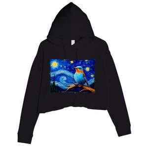 Patience Bluebird Of Happiness Blue Bird Eastern Bluebird Crop Fleece Hoodie