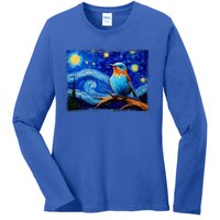 Patience Bluebird Of Happiness Blue Bird Eastern Bluebird Ladies Long Sleeve Shirt