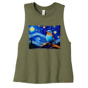 Patience Bluebird Of Happiness Blue Bird Eastern Bluebird Women's Racerback Cropped Tank