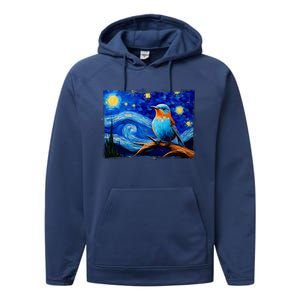 Patience Bluebird Of Happiness Blue Bird Eastern Bluebird Performance Fleece Hoodie