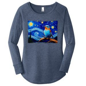 Patience Bluebird Of Happiness Blue Bird Eastern Bluebird Women's Perfect Tri Tunic Long Sleeve Shirt