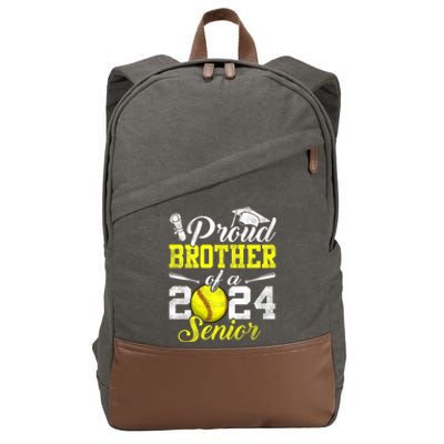 Proud Brother Of A 2024 Senior Brother Class 2024 Softball Cotton Canvas Backpack