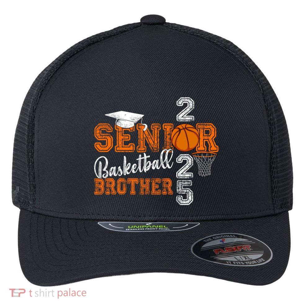 Proud Brother Of A Basketball Senior 2025 Graduation Flexfit Unipanel Trucker Cap