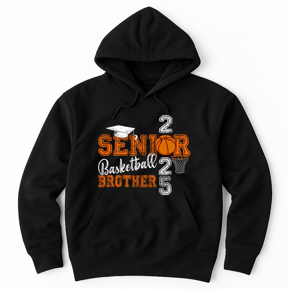 Proud Brother Of A Basketball Senior 2025 Graduation Hoodie