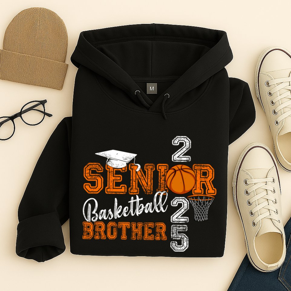 Proud Brother Of A Basketball Senior 2025 Graduation Hoodie