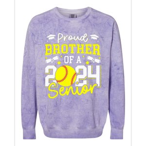 Proud Brother Of A 2024 Senior Brother Class 2024 Softball Colorblast Crewneck Sweatshirt