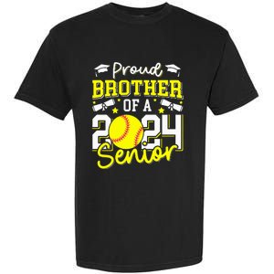 Proud Brother Of A 2024 Senior Brother Class 2024 Softball Garment-Dyed Heavyweight T-Shirt