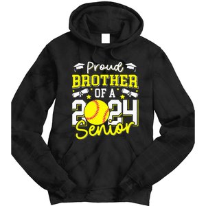 Proud Brother Of A 2024 Senior Brother Class 2024 Softball Tie Dye Hoodie