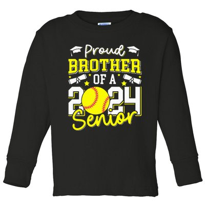 Proud Brother Of A 2024 Senior Brother Class 2024 Softball Toddler Long Sleeve Shirt