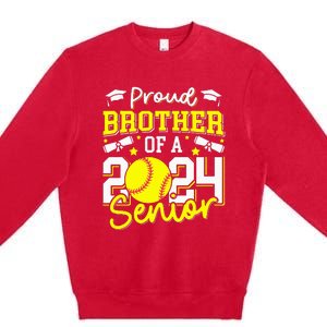 Proud Brother Of A 2024 Senior Brother Class 2024 Softball Premium Crewneck Sweatshirt