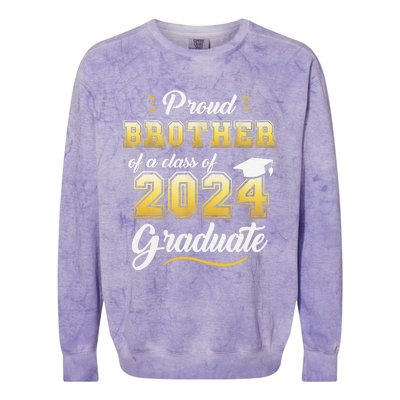 Proud Brother Of A Class Of 2024 Graduate Senior Graduation Colorblast Crewneck Sweatshirt