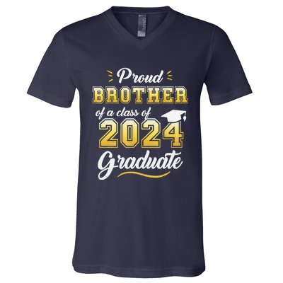 Proud Brother Of A Class Of 2024 Graduate Senior Graduation V-Neck T-Shirt