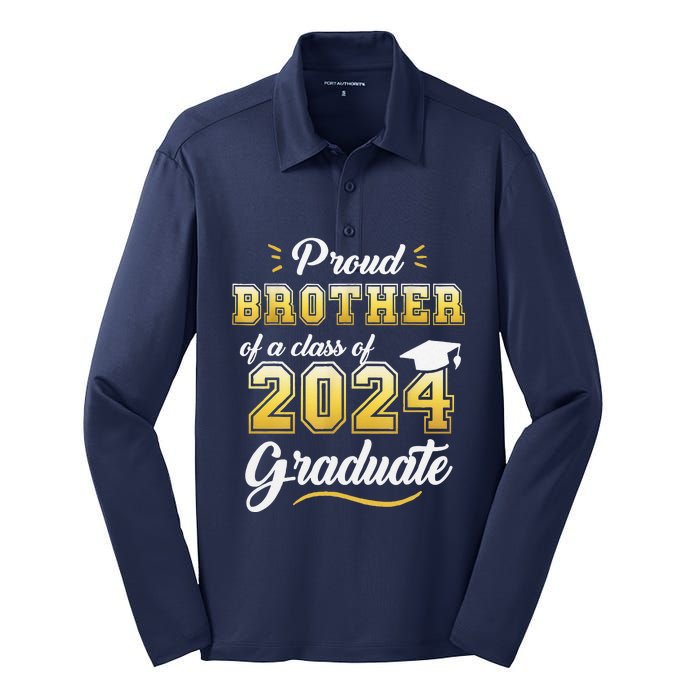 Proud Brother Of A Class Of 2024 Graduate Senior Graduation Silk Touch Performance Long Sleeve Polo